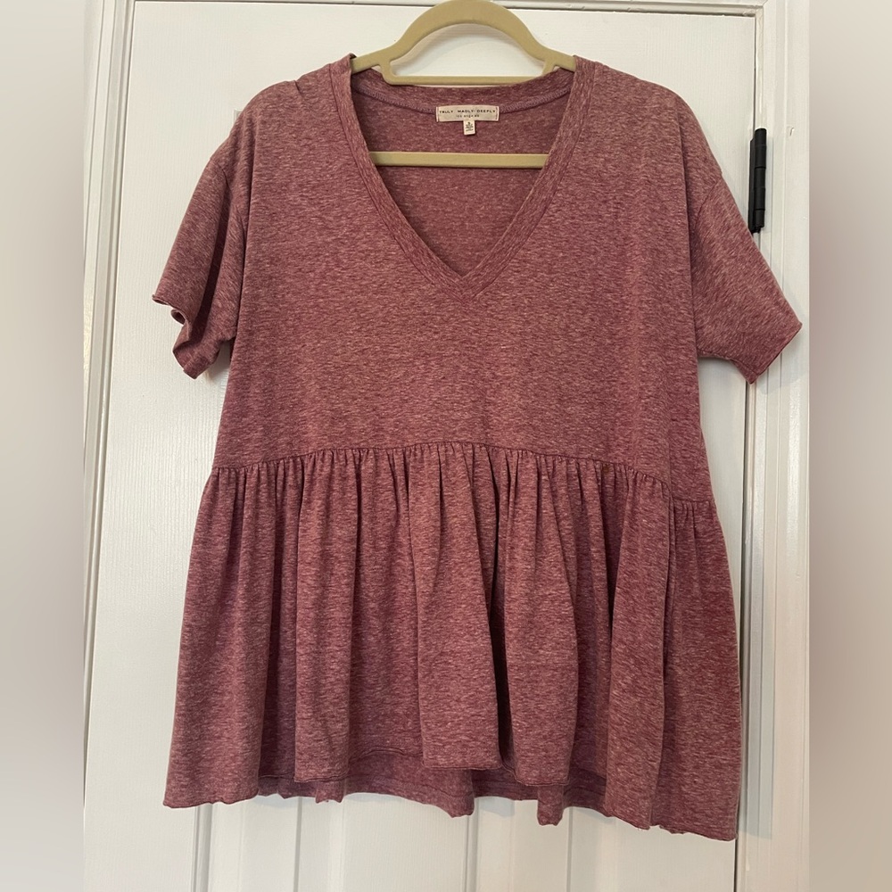 Women's Mauve V-Neck Peplum Top